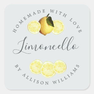 Etiqueta Limoncello Homemada Personalizada Azul