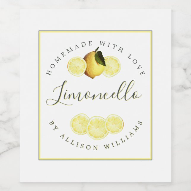 Etiqueta Limoncello Homemade Personalizada (Rótulo Único)