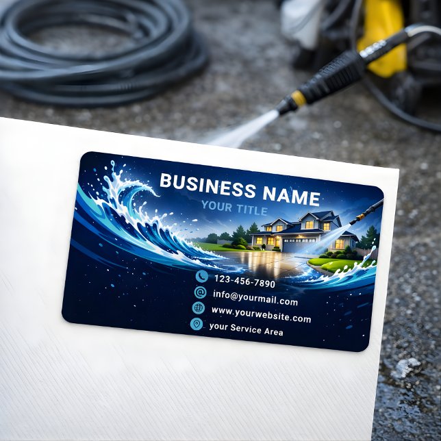 Etiqueta Limpeza de Fachadas Residenciais Sleek Teal (Criador carregado)