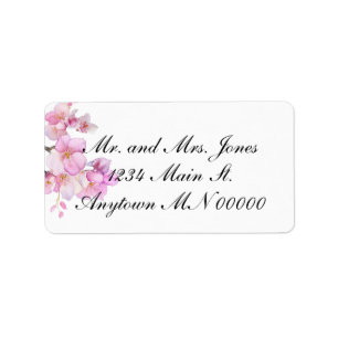 Etiqueta Linda cor-de-água rosa cereja floral