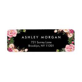 Etiqueta Linda Mola Floral Clássica Branca Preta