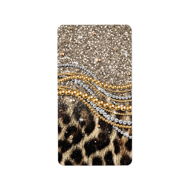 Etiqueta Linda Trendência Leopard Faux Impressão Animal (Frente)