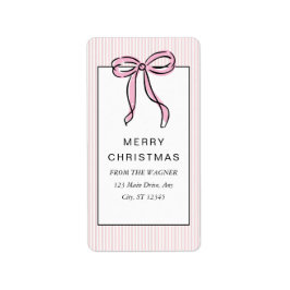 Etiqueta Lindo Coquete Laço Rosa Feliz Natal