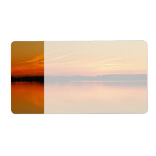 Etiqueta Lindo Sunset Sobre O Lago Água Paisagem