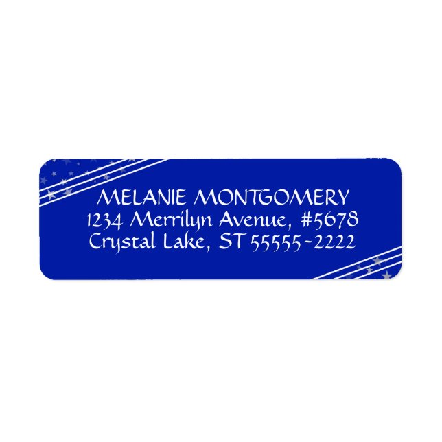 Etiqueta Linhas e Estrelas | Azul Real Editável (Frente)