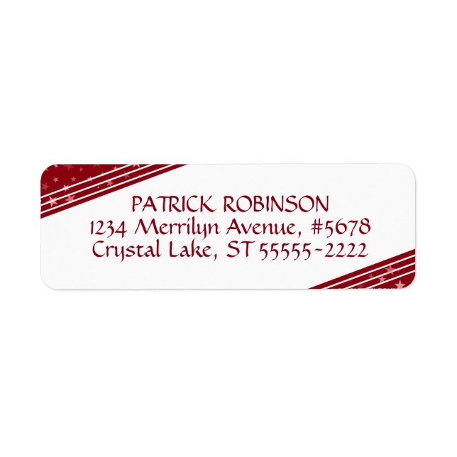 Etiqueta Linhas e Estrelas Cantos | Vermelho e branco (Frente)