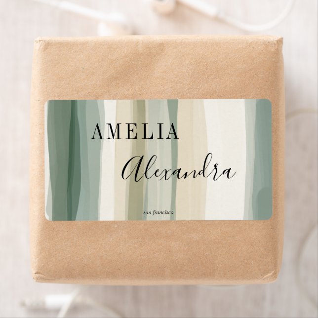 Etiqueta Linhas onduladas Abstrato do Boho Retro Script Ret (Insitu)