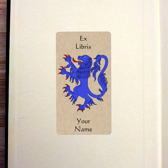 Etiqueta Lion Rampant Azure Bookplate (Lion Rampant Azure Bookplate in Old Book)