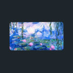 Etiqueta Lírios de Água Rosa Monet<br><div class="desc">Os lírios-d'água cor-de-rosa monetizam rótulos com lindos lírios-d'água cor-de-rosa flutuando num lago azul calmo com almofadas de lírios. Um presente de Monet excelente para fãs do impressionismo e da arte francesa. Inimpressionismo sereno na natureza com lindas flores e paisagem de lagoas cênicas.</div>