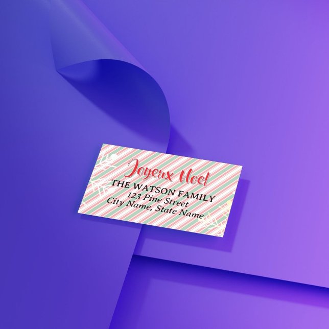 Etiqueta Listras Clássicas de Natal Verde Vermelho Branco (Use this family Christmas address label to speed up your Christmas card preparation)