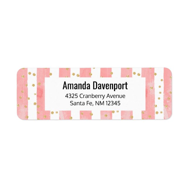 Etiqueta Listras de Lâmpada Rosa | Faux Dourada Confetti (Frente)
