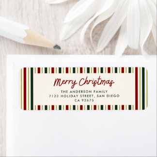 Etiqueta Listras Festivas Feliz Natal Endereço de Devolução