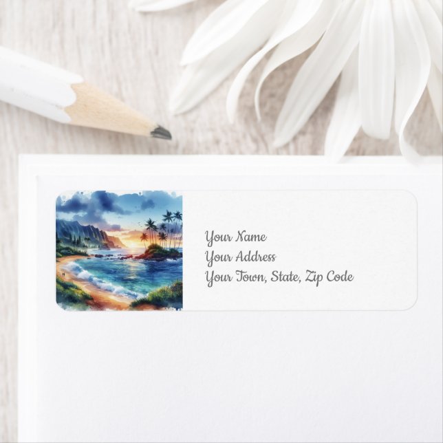 Etiqueta Litoral de praia tropical (Insitu)