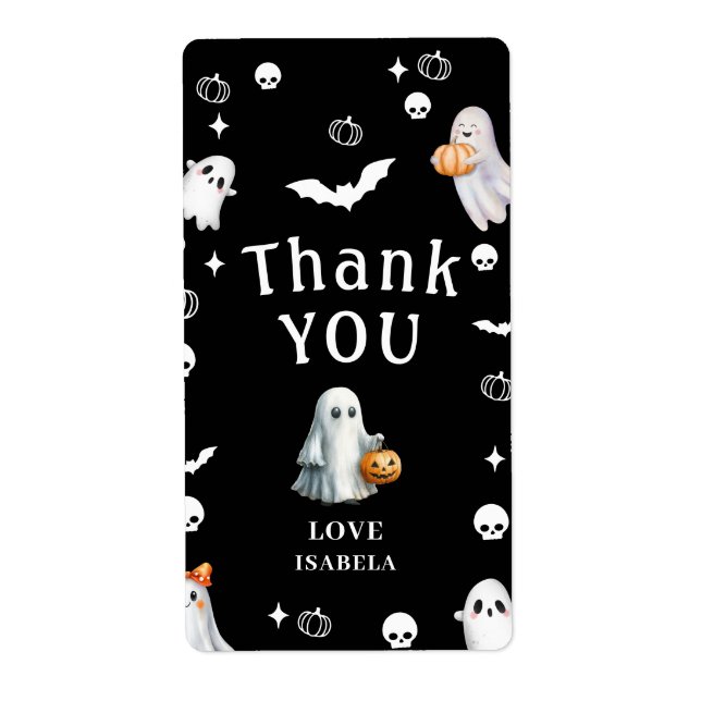 Etiqueta Little Pumpkin Boo – Halloween Baby Shower (Frente)