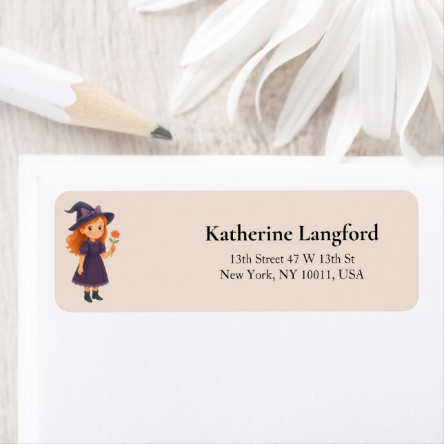 Etiqueta Little Witch with Flower Halloween Baby  Shower (Insitu)