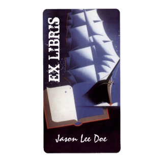 Etiqueta Livrarias Ex Libris Vintage Pirata Navio de Navega