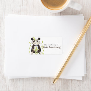 Etiqueta Livro Personalizado Boho Panda Pertence A