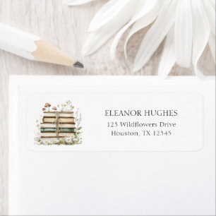 Etiqueta Livros Botânicos Florais de Aquarela Endereço de D