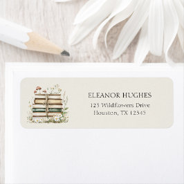 Etiqueta Livros Botânicos Florais de Aquarela Endereço de D