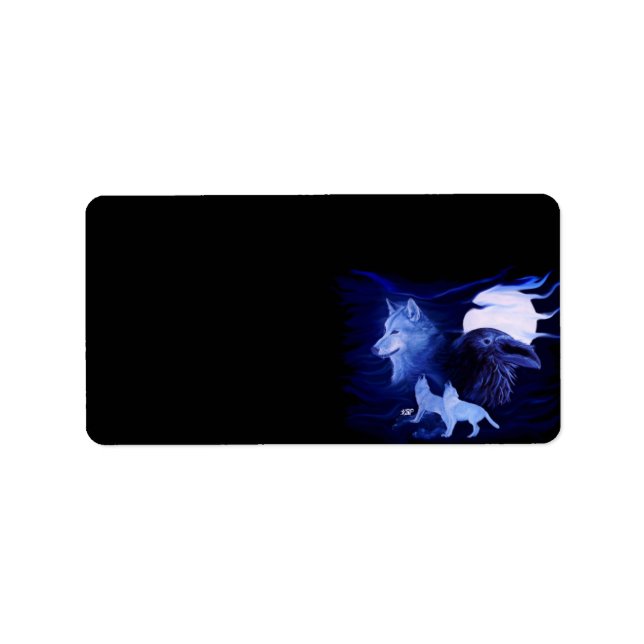 Etiqueta Lobo e Raven com lua de cheio (Frente)