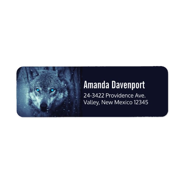 Etiqueta Lobo Selvagem Mágico com Olhos Azuis Incríveis (Frente)