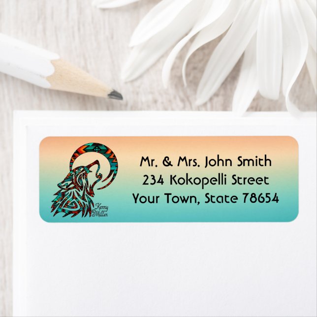 Etiqueta Lobo Tribal A Uivar No Rótulo Da Lua (Insitu)