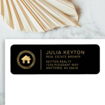 Logotipo de Casa de Imóveis Preto Dourado Endereço