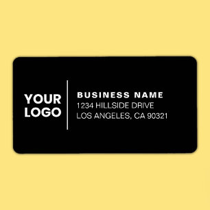 Etiqueta Logotipo Moderno de Negócios Preto e Branco Endere
