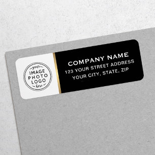 Etiqueta Logotipo preto branco Faux ouro borda do logotipo 