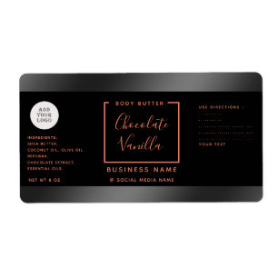 Etiqueta Logotipo simples do cosmético preto de laranja tip