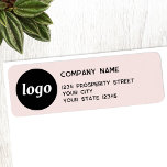 Etiqueta Logotipo Simples - Lâmina cor-de-rosa Endereço de<br><div class="desc">Adicione o seu próprio logotipo e nome e endereço da empresa a este simples,  minimalista e profissional carimbo de endereço de retorno cor-de-rosa para representar a sua marca.</div>