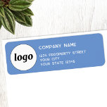 Etiqueta Logotipo Simples Marca Blue Company Endereço de de<br><div class="desc">Adicione seu próprio logotipo e nome e endereço da empresa a este simples,  minimalista e profissional carimbo de endereço azul de retorno para representar sua marca.</div>