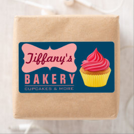 Etiqueta Loja de Bolo Elegante Retro Fofa Padaria Cupcake R
