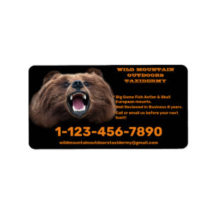 Etiqueta Loja de Taxidermia de Grande Caça de Urso Personal