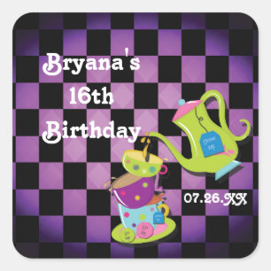 Etiqueta louca lunática do tea party do país das