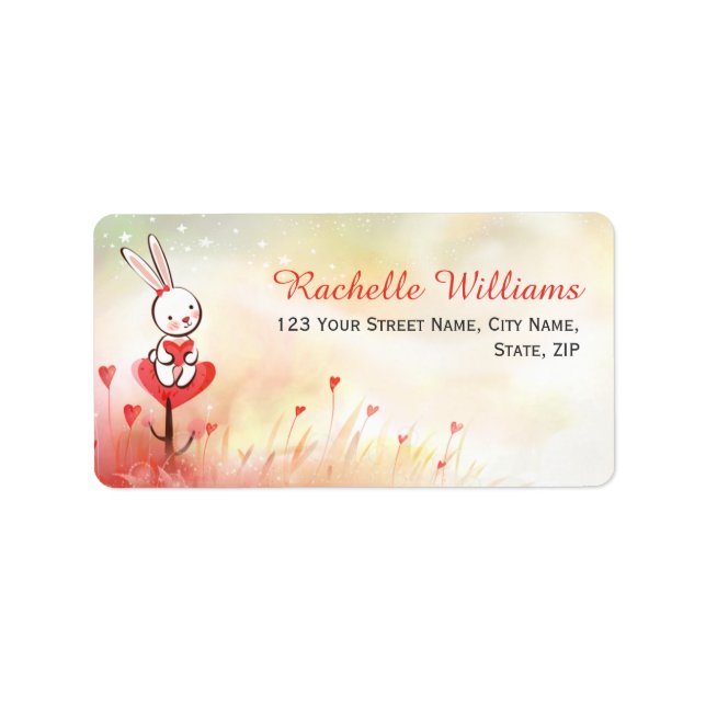 Etiqueta Love Hearts Bunny Address Labels (Frente)