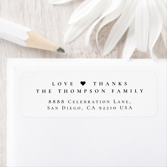 Etiqueta Love & Thanks Family Elegant Minimalist Mailing (Insitu)