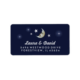 Etiqueta Lua Azul marinho e Estrelas Correspondendo ao Ende