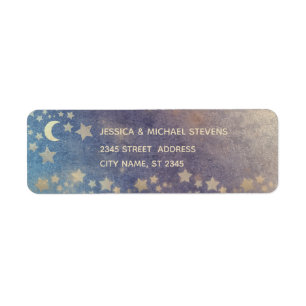 Etiqueta Lua romântica celestial e estrelas folha de ouro r