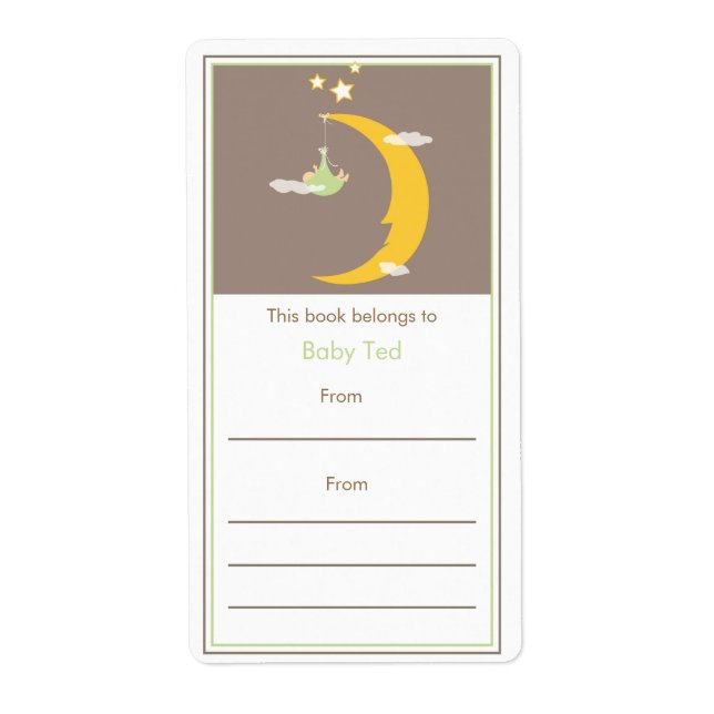 Etiqueta Lua Verde e Cartaz de Estrelas (Frente)