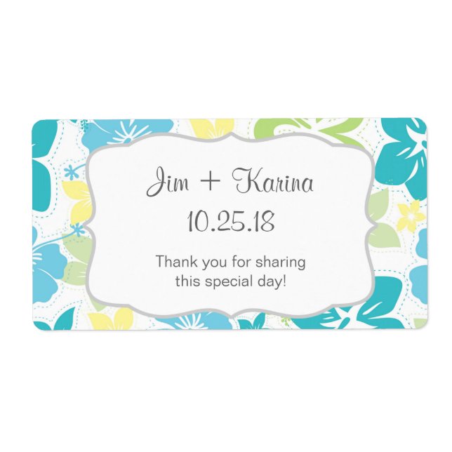 Etiqueta Luau Hawaiian Water Bottle favor - personalize-o! (Frente)