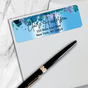 Etiqueta Lúcio Artístico Quic Moderno Glam Azul Metálico
