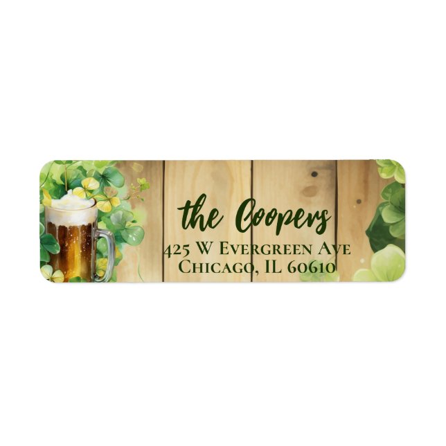 Etiqueta Lucky Clover | Cerveja | Endereço de devolução (Frente)