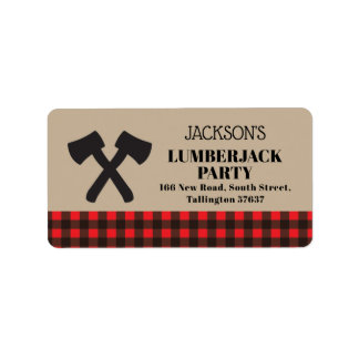 Etiqueta Lumberjack Birthday Red Xadrez Endereço Labs