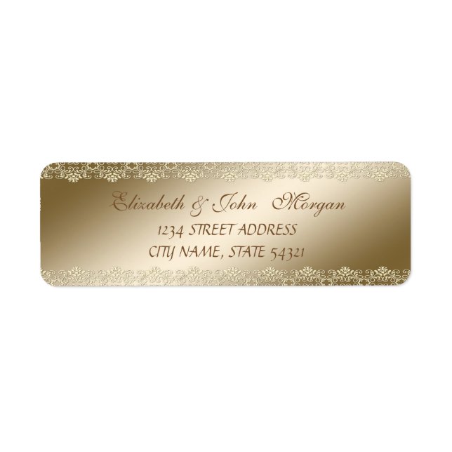 Etiqueta Luxo Chic Elegante, Faux Dourado, Lace (Frente)