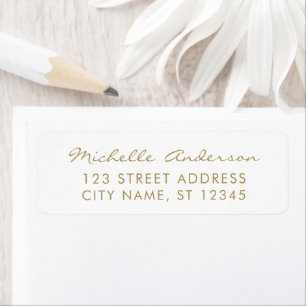 Etiqueta luxo White Gold Minimal Script Endereço de Devolu