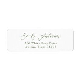 Etiqueta Luxury Elegante Sage Green White Return Endereço 4