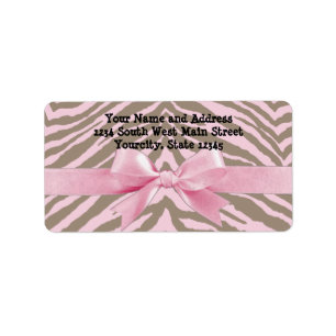 Etiqueta Luz - rosa e zebra de Brown com arco da fita