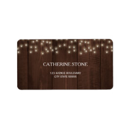 Etiqueta Luzes brilhantes casamentos de madeira de queda rú