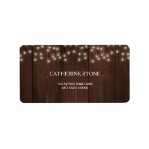 Etiqueta Luzes brilhantes casamentos de madeira de queda rú